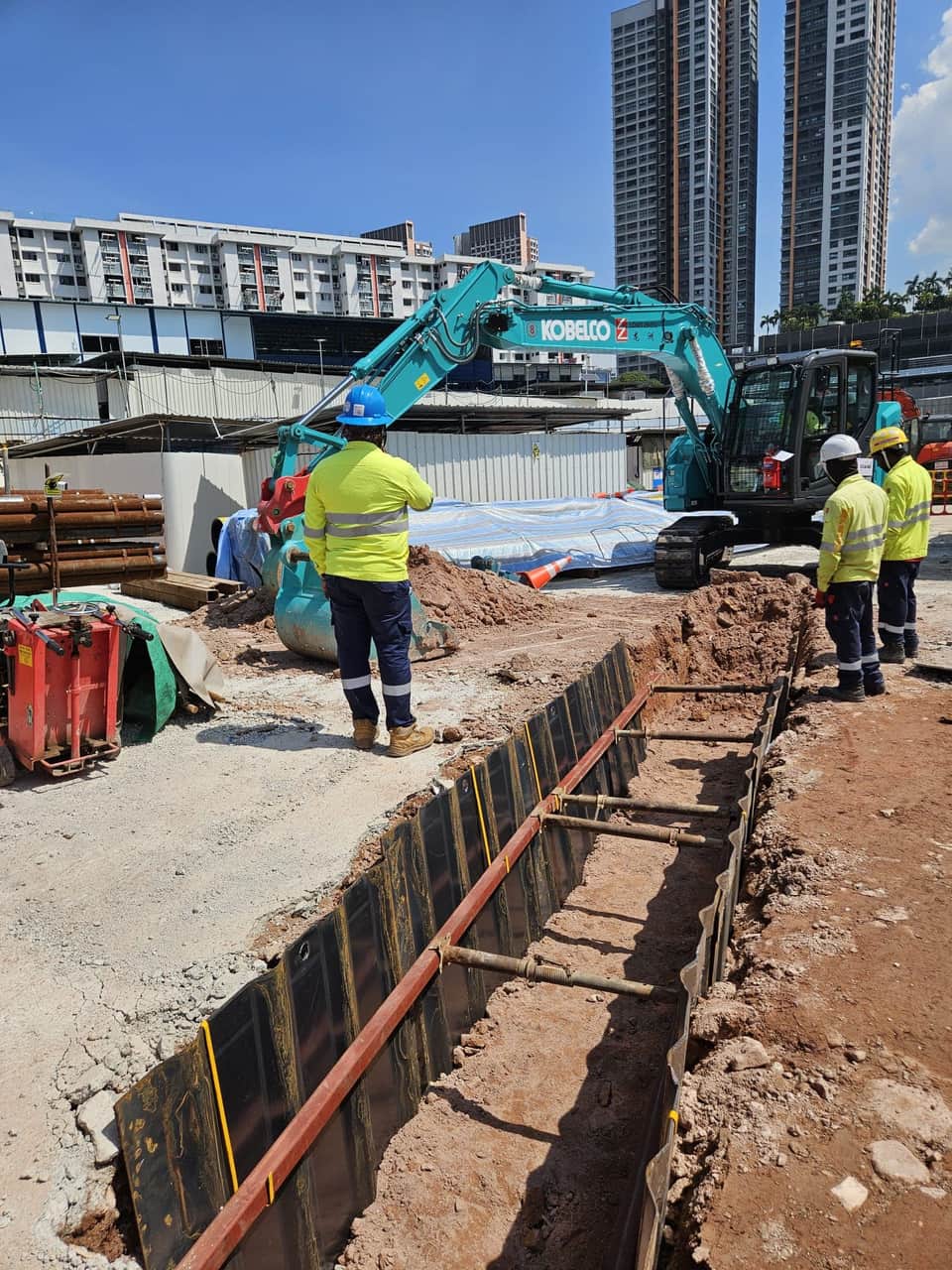 Long Zhou gas pipeline and excavation site work in Singapore